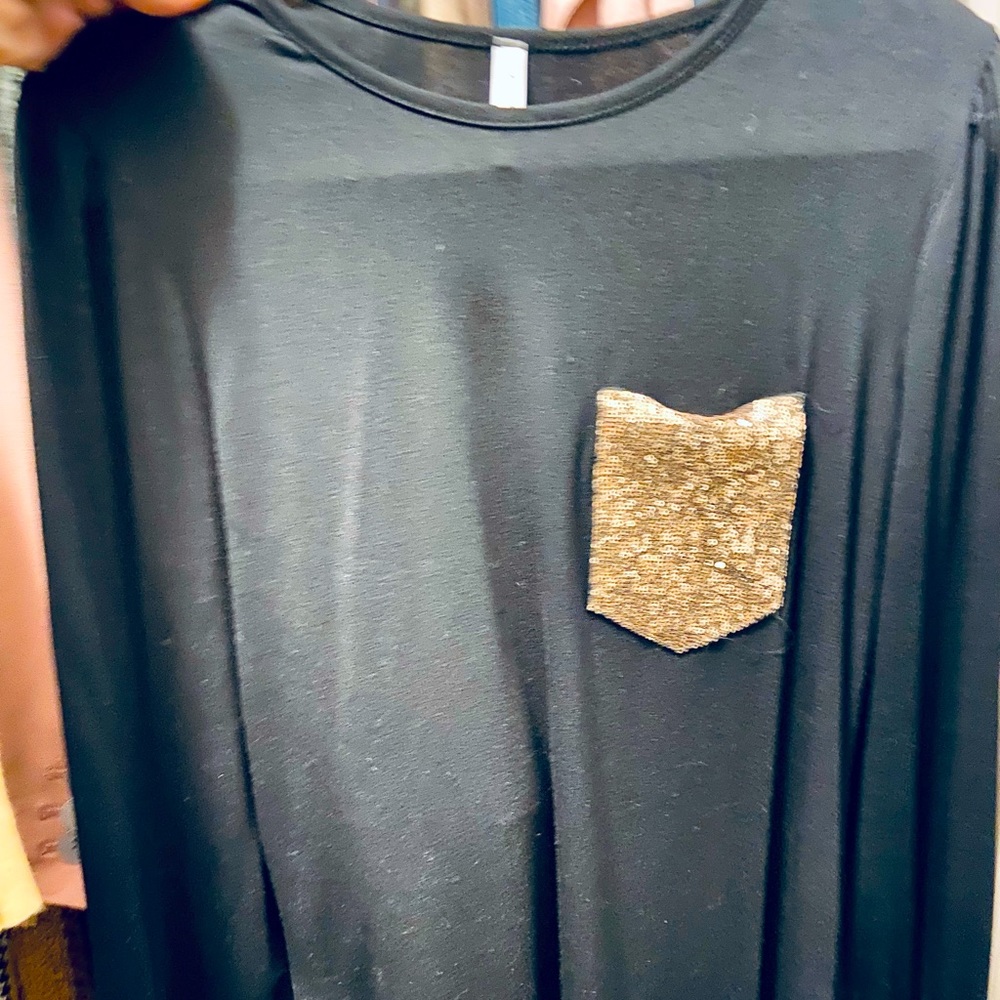 Black and sequin long sleeve shirt